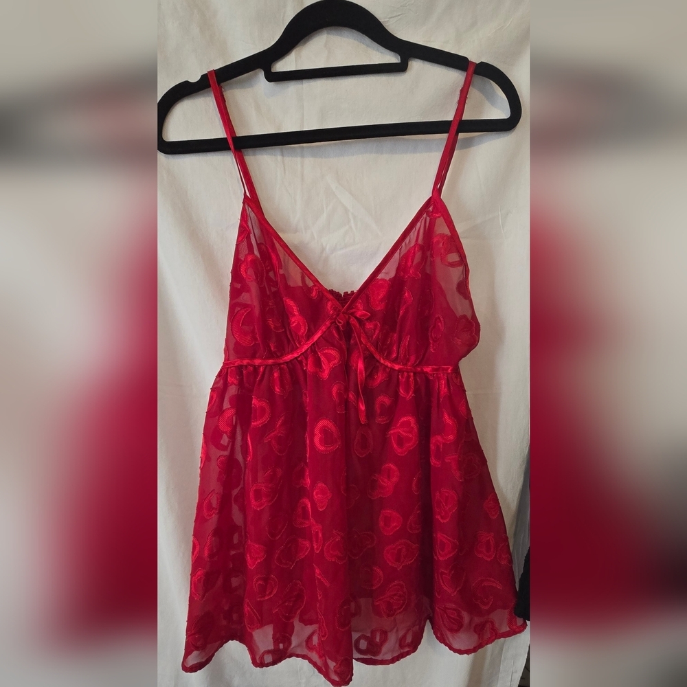 Morgan Taylor Vintage Red Heart Babydoll Intimates Size Medium - Picture 1 of 4